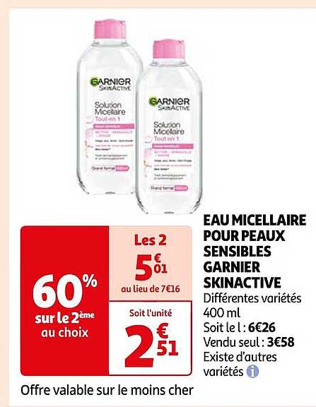 eau micellaire pour peaux sensibles garnier skinactive
