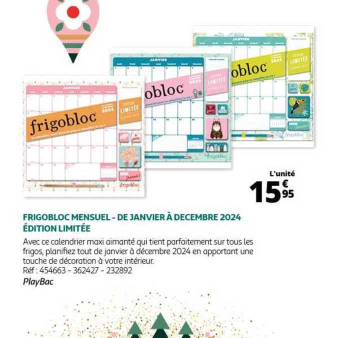 frigobloc mensuel - de janvier à décembre 2024 - édition limitée