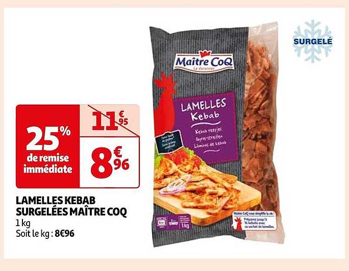 lamelles kebab surgelées maître coq