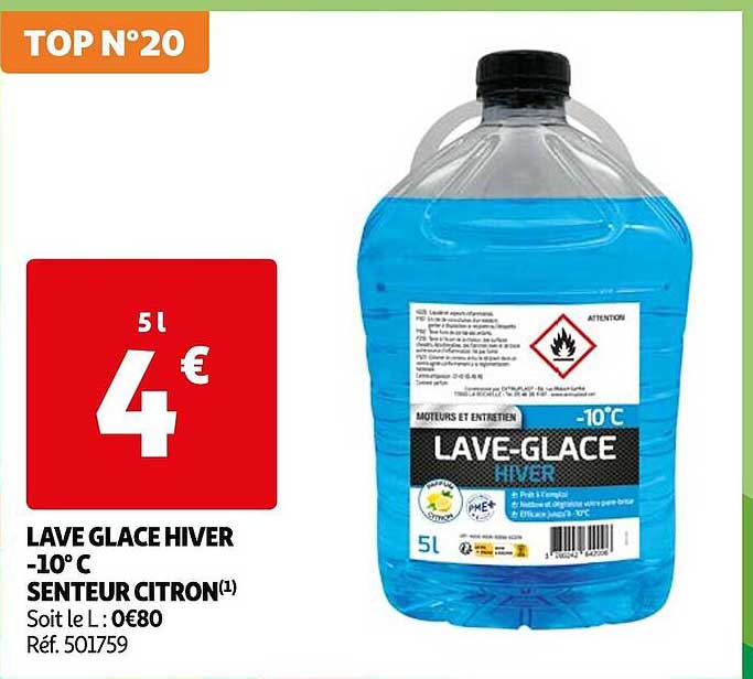 lave glace hiver -10°c senteur citron