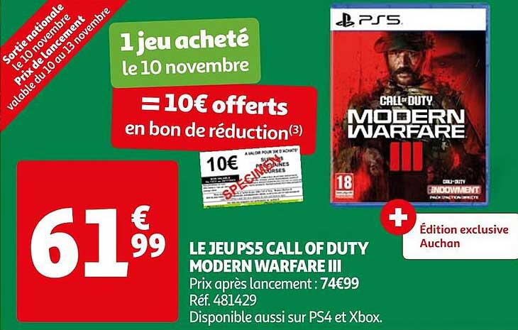 le jeu ps5 call of duty modern warfare III