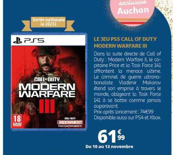 le jeu ps5 call of duty modern warfare III