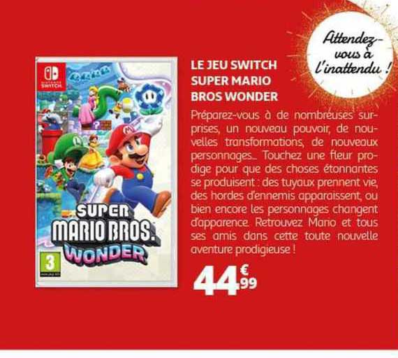 le jeu switch super mario bros wonder