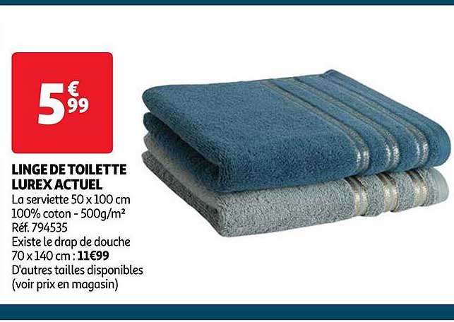 linge de toilette lurex actuel