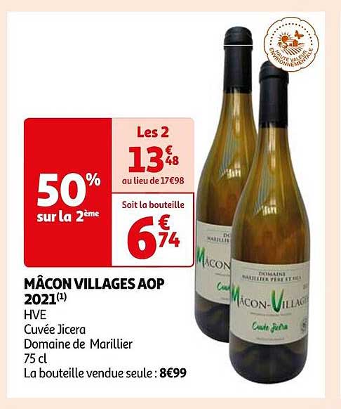 mâcon villages aop 2021 hve cuvée jicera domaine de marillier