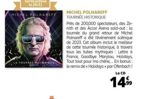 michel polnareff tournée historique