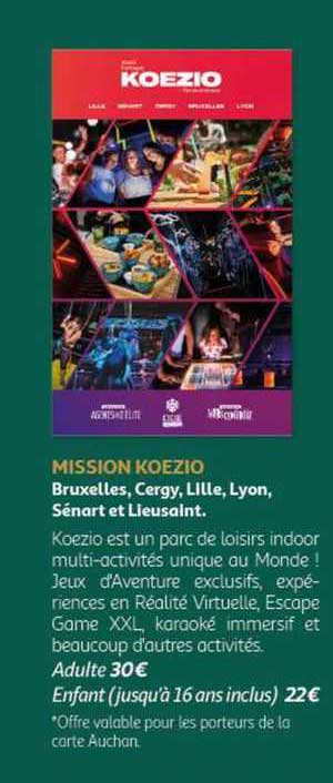 mission koezio bruxelles, cergy, lille, lyon, sénart et lieusaint