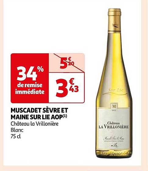 muscadet sèvre et maine sur lie aop château la vrillonière blanc