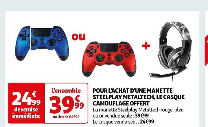 pour l'achat d'une manette steelplay metaltech, le casque camouflage offert