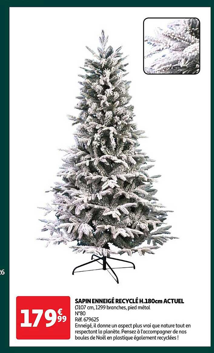 sapin enneigé recyclé h. 180 cm actuel