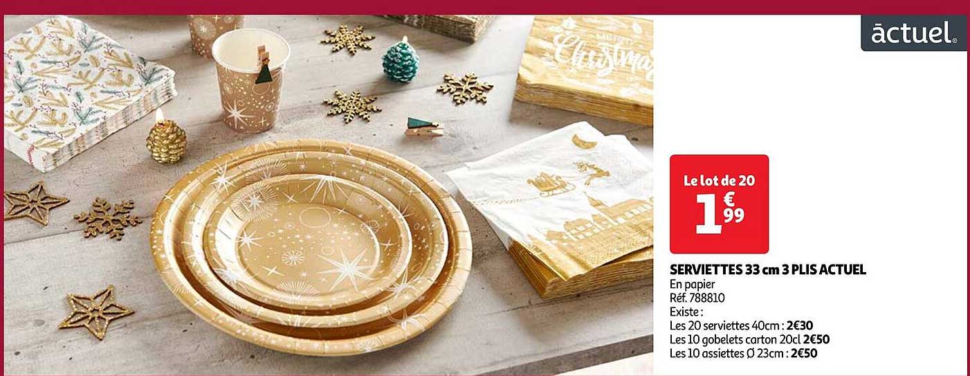 serviettes 33 cm 3 plis actuel