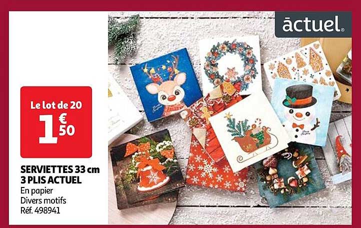 serviettes 33 cm 3 plis actuel