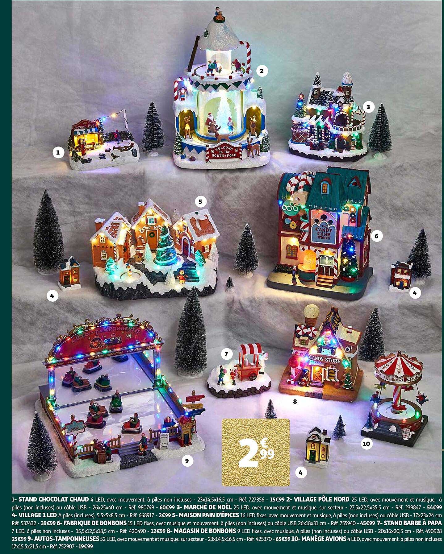 stand chocolat chaud, village pôle nord, marché de noël, maison pain d'épices, fabrique de bonbons, stand barbe à papa, magasin de bonbons, auto-tamponneuses, manège avions