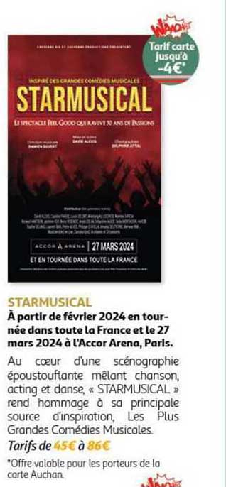starmusical à partir de février 2024 en tournée dans toute la france et le 27 mars 2024 à l'accor arena, paris