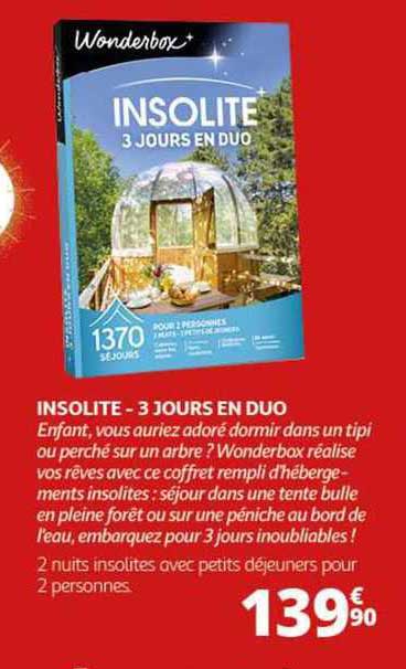 wonderbox insolite - 3 jours en duo