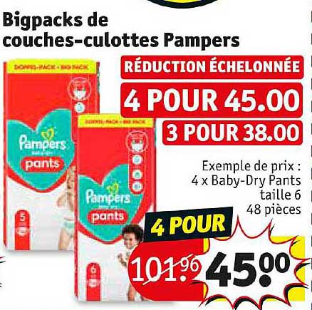 bigpacks de couches-culottes pampers