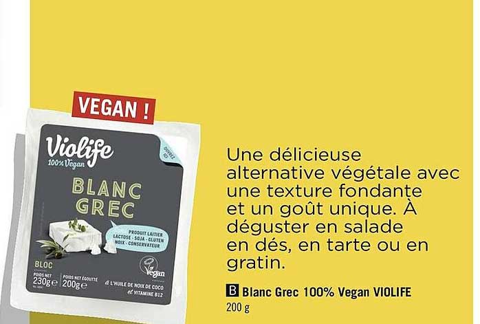 blanc grec 100% vegan violife