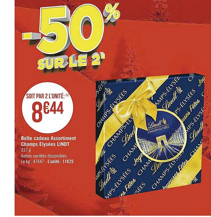 boîte cadeau assortiment champs élysées lindt