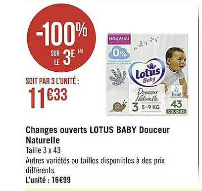 changes ouverts lotus baby douceur naturelle