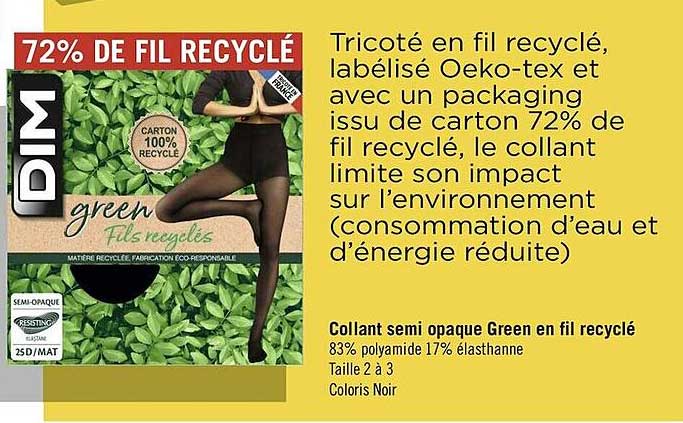 collant semi opaque green en fil recyclé