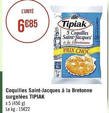 coquilles saint-jacques à la brotonne surgelées tipiak