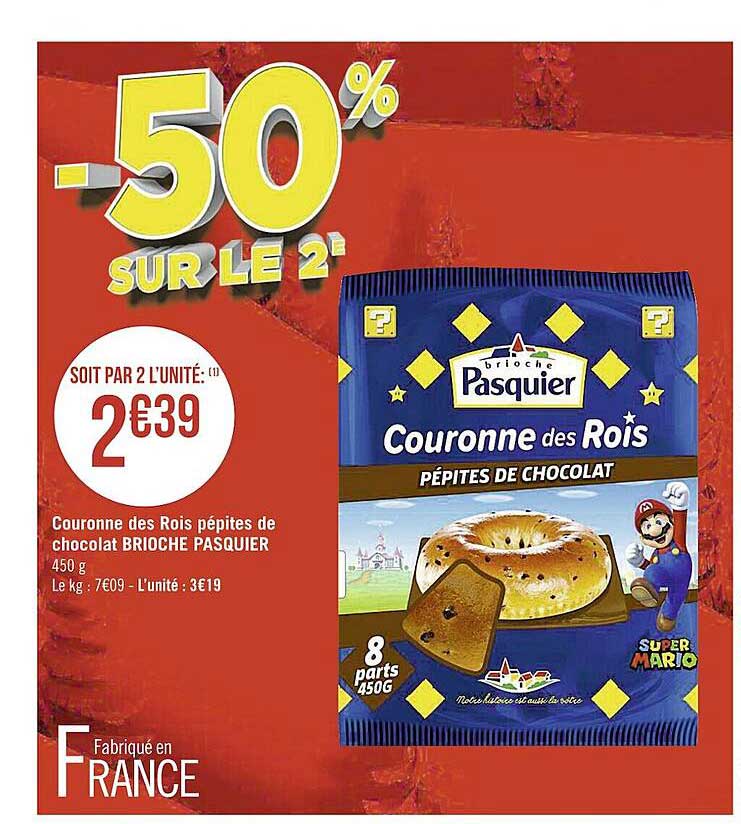 couronne des rois pépites de chocolat brioche pasquier