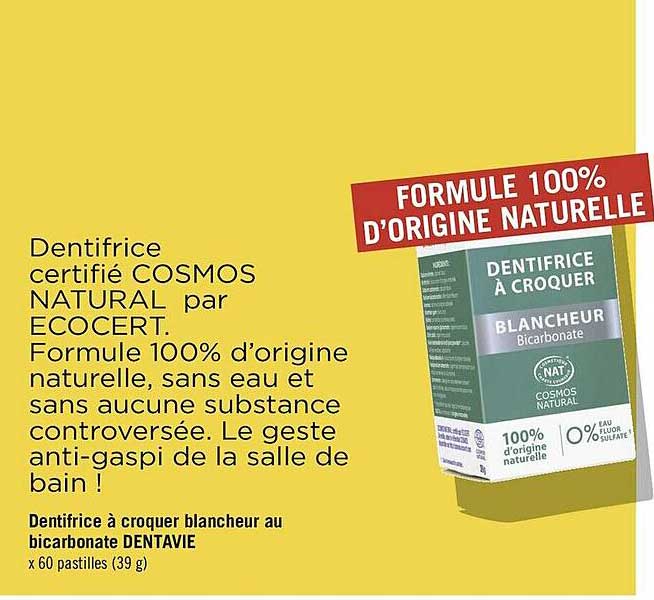 dentifrice à croquer blancheur au bicarbonate dentavie