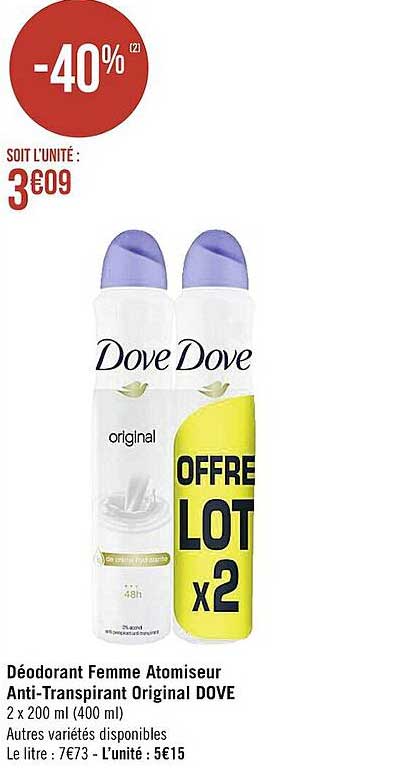 déodorant femme atomiseur anti-transpirant original dove