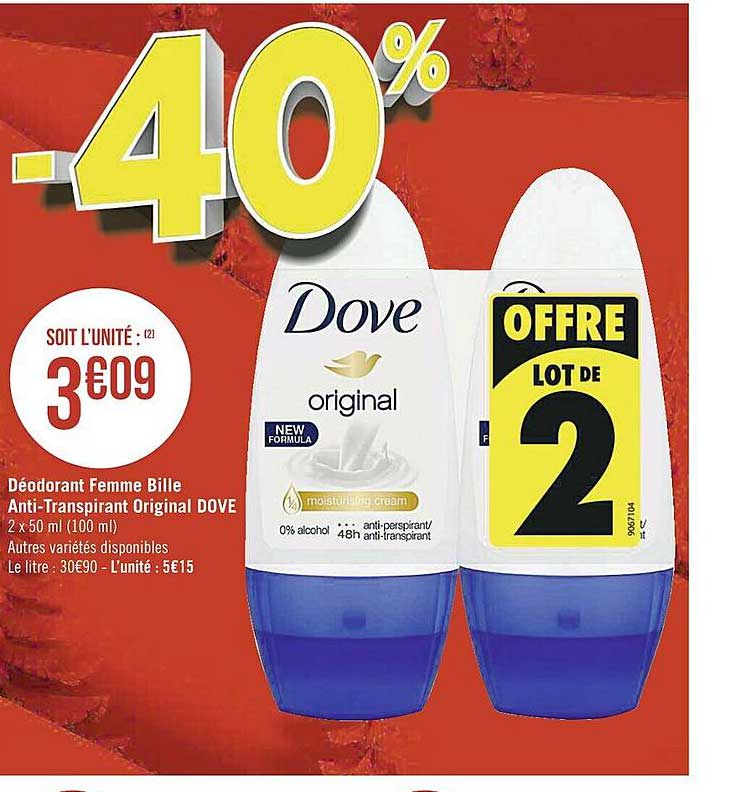 déodorant femme bille anti-transpirant original dove