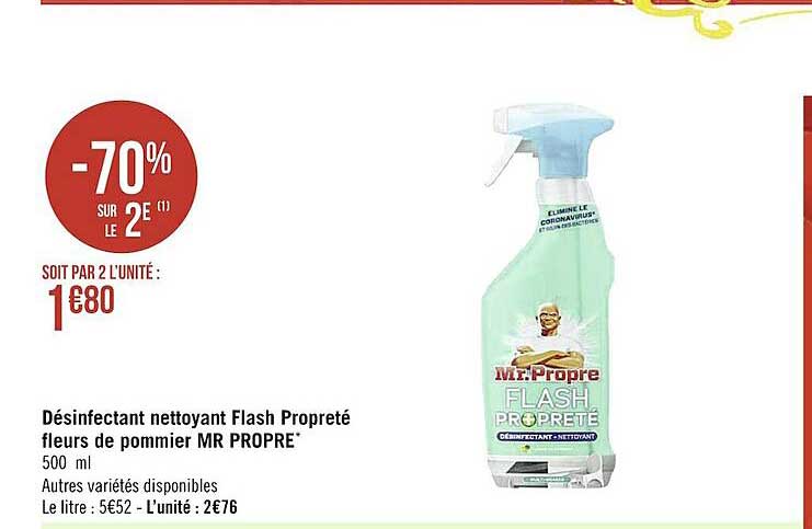 désinfectant nettoyant flash propreté fleurs de pommier mr propre