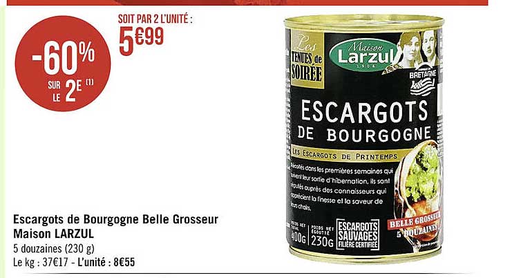 escargots de bourgogne belle grosseur maison larzul