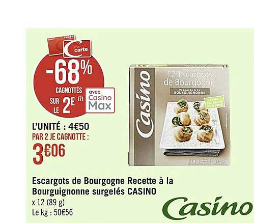 escargots de bourgogne recette à la bourguignonne surgelés casino