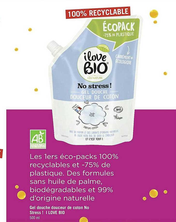 gel douche douceur de coton no stress ! i love bio