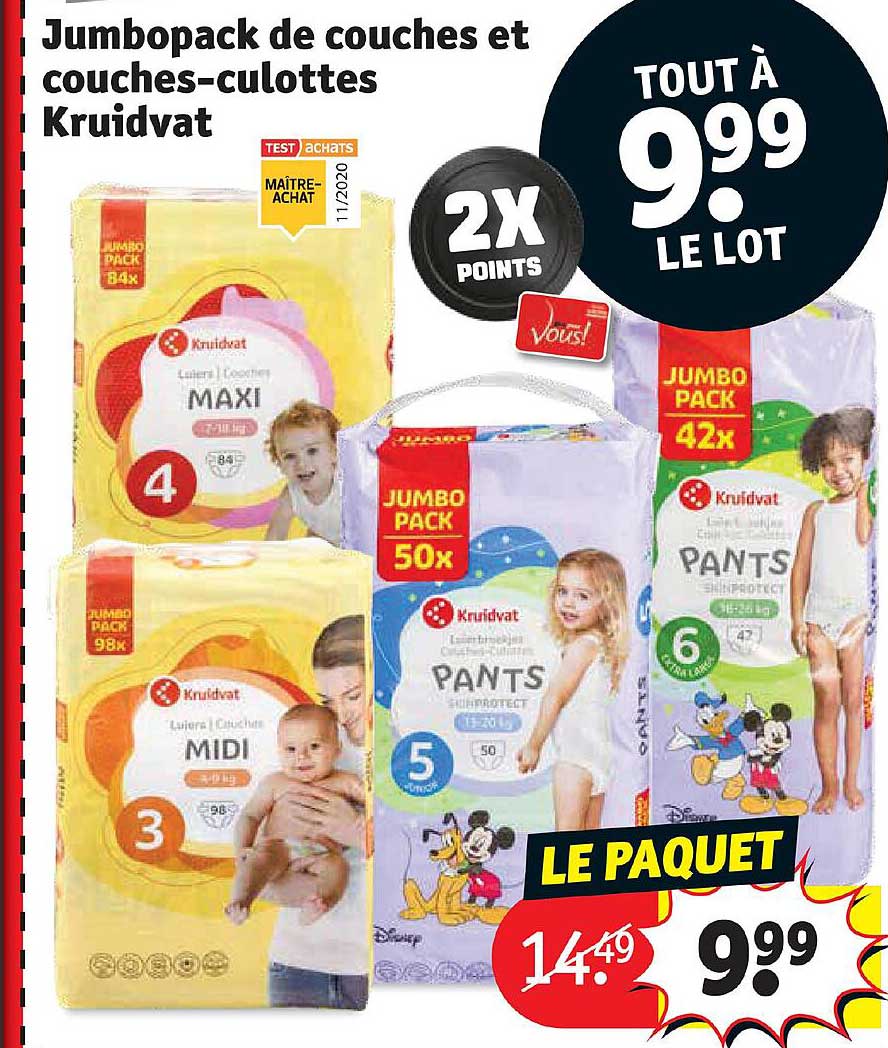 jumbopack de couches et couches-culottes kruidvat