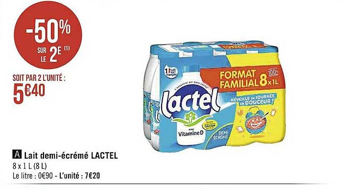 lait demi-écrémé lactel