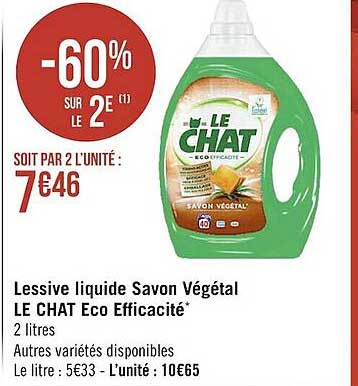 lessive liquide savon végétal le chat éco efficacité