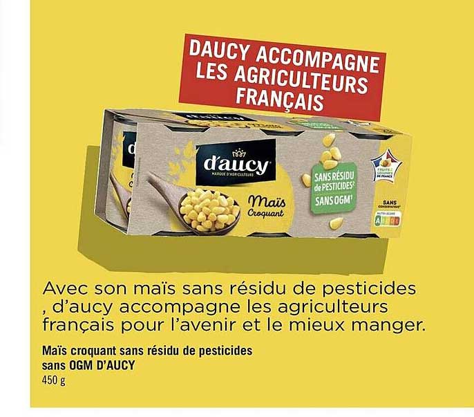 maïs croquant sans résidu de pesticides sans ogm d'aucy