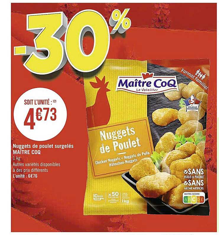 nuggets de poulet surgelés maître coq