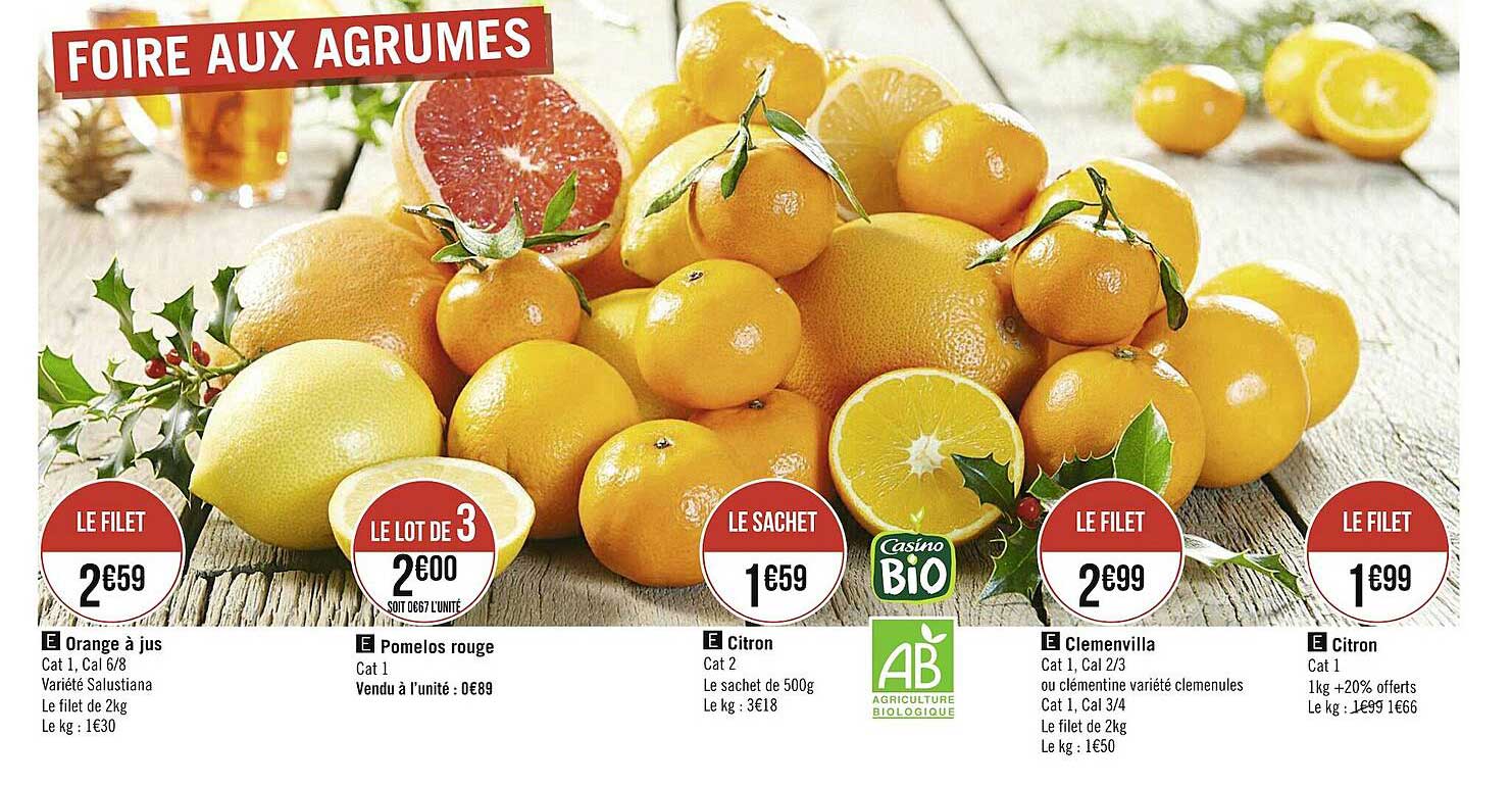 orange à jus, pomelos rouge, citron, clemenvilla, citron