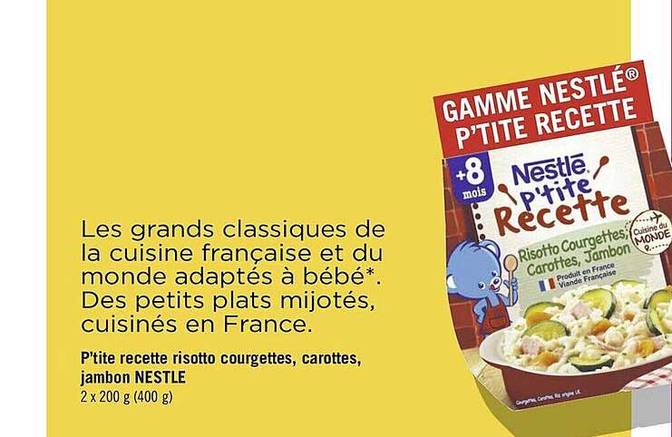 p'tite recette risotto courgettes, carottes, jambon nestlé