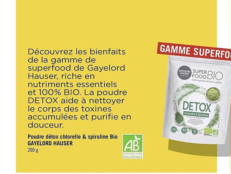 poudre détox chlorelle & spiruline bio gayelord hauser