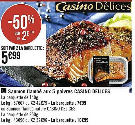 Saumon Flambé Aux 5 Poivres Casino Délices
