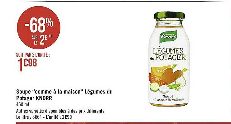 soupe "comme à la maison" légumes du potager knorr