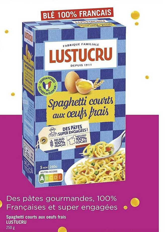 spaghetti courts aux oeufs frais lustucru