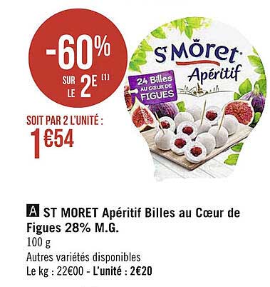 st môret apéritif billes au cœur de figue 28% m.g.