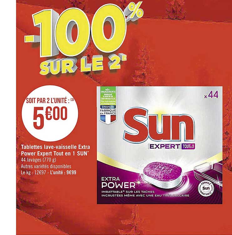 tablettes lave-vaisselle extra power expert tout en 1 sun