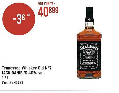 tennessee whiskey old n°7 jack daniel's 40% vol.