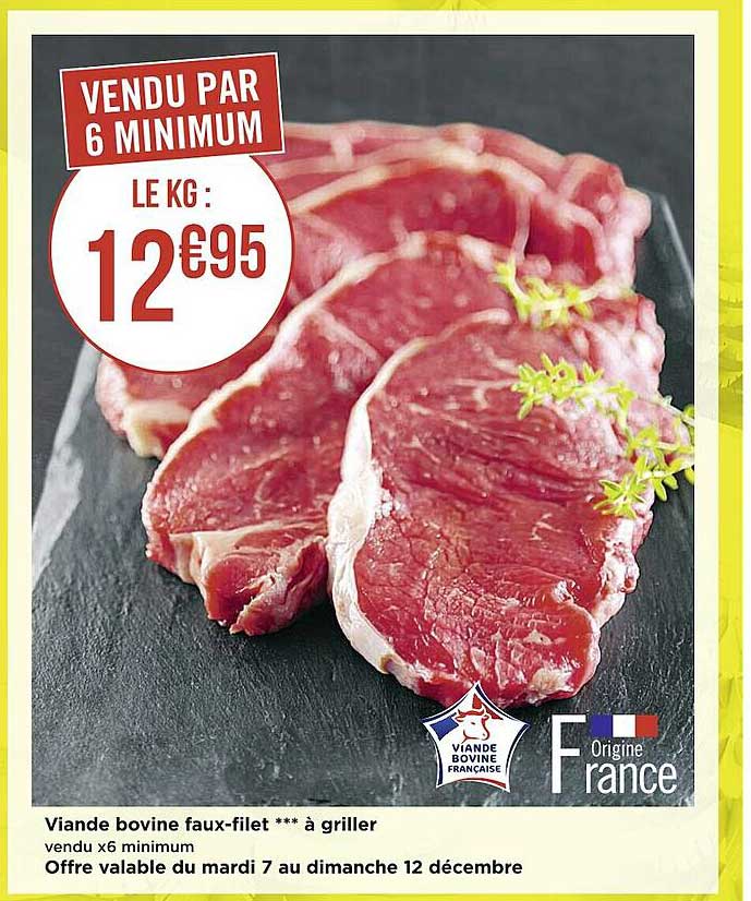 Viande Bovine Faux-filet *** à Griller