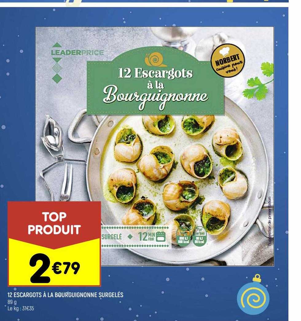 12 escargots à la bourguignonne surgelés