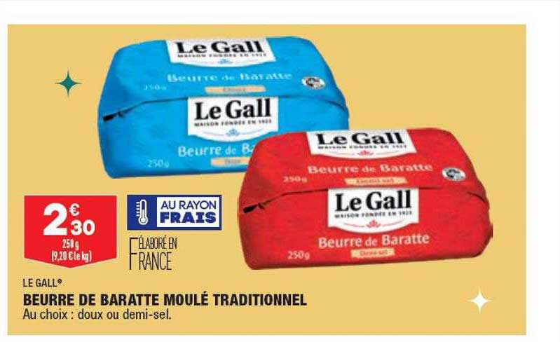 beurre de baratte moulé traditionnel le gall